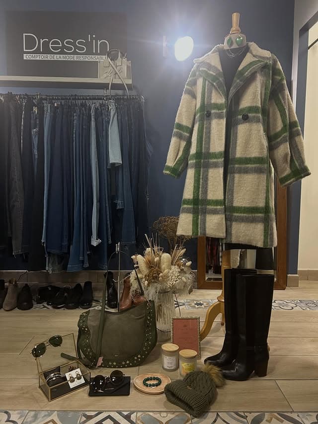 Manteau Laine Carreaux Verts Sac Ikks