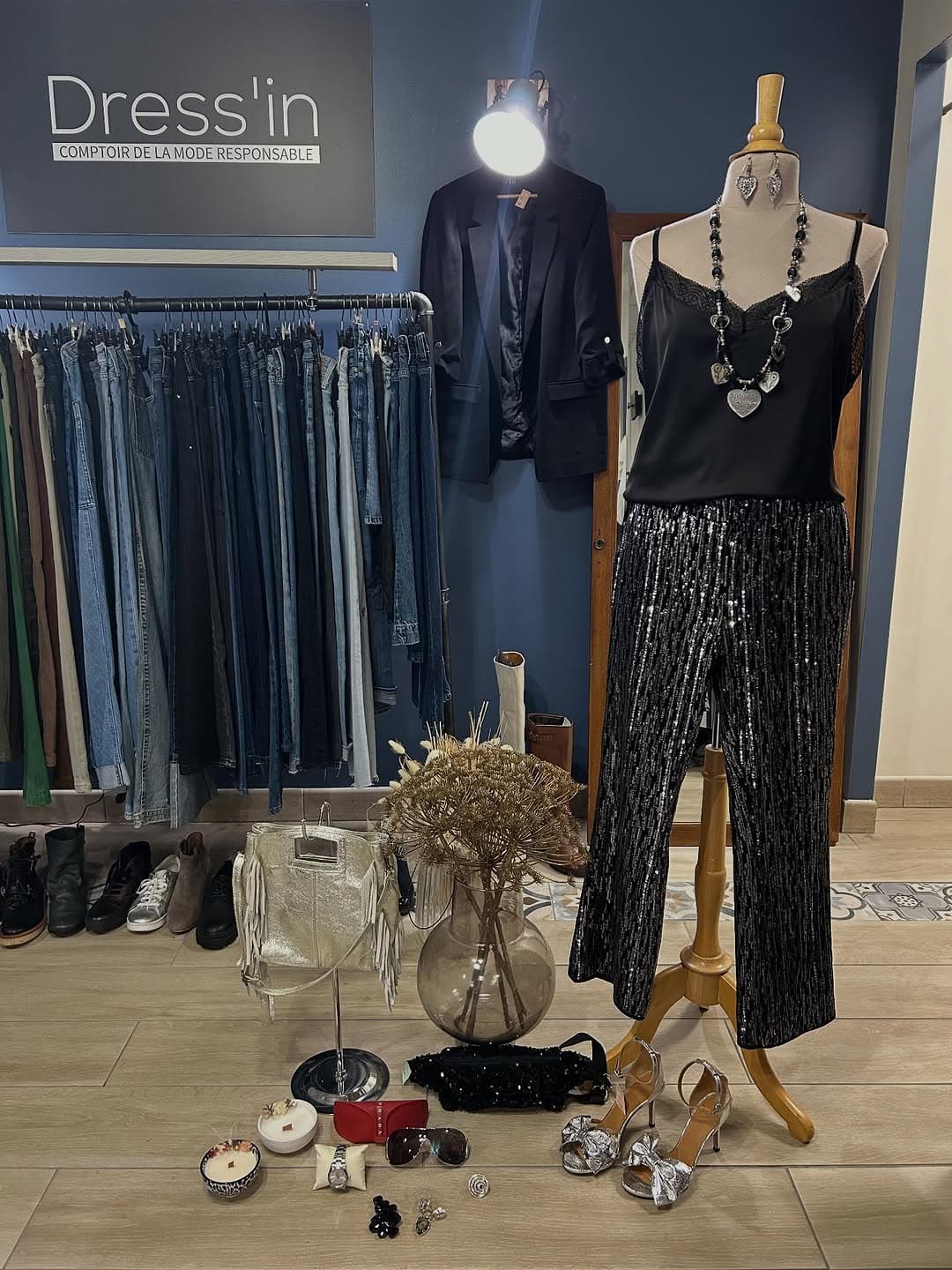 Pantalon Sequins Caraco Satin