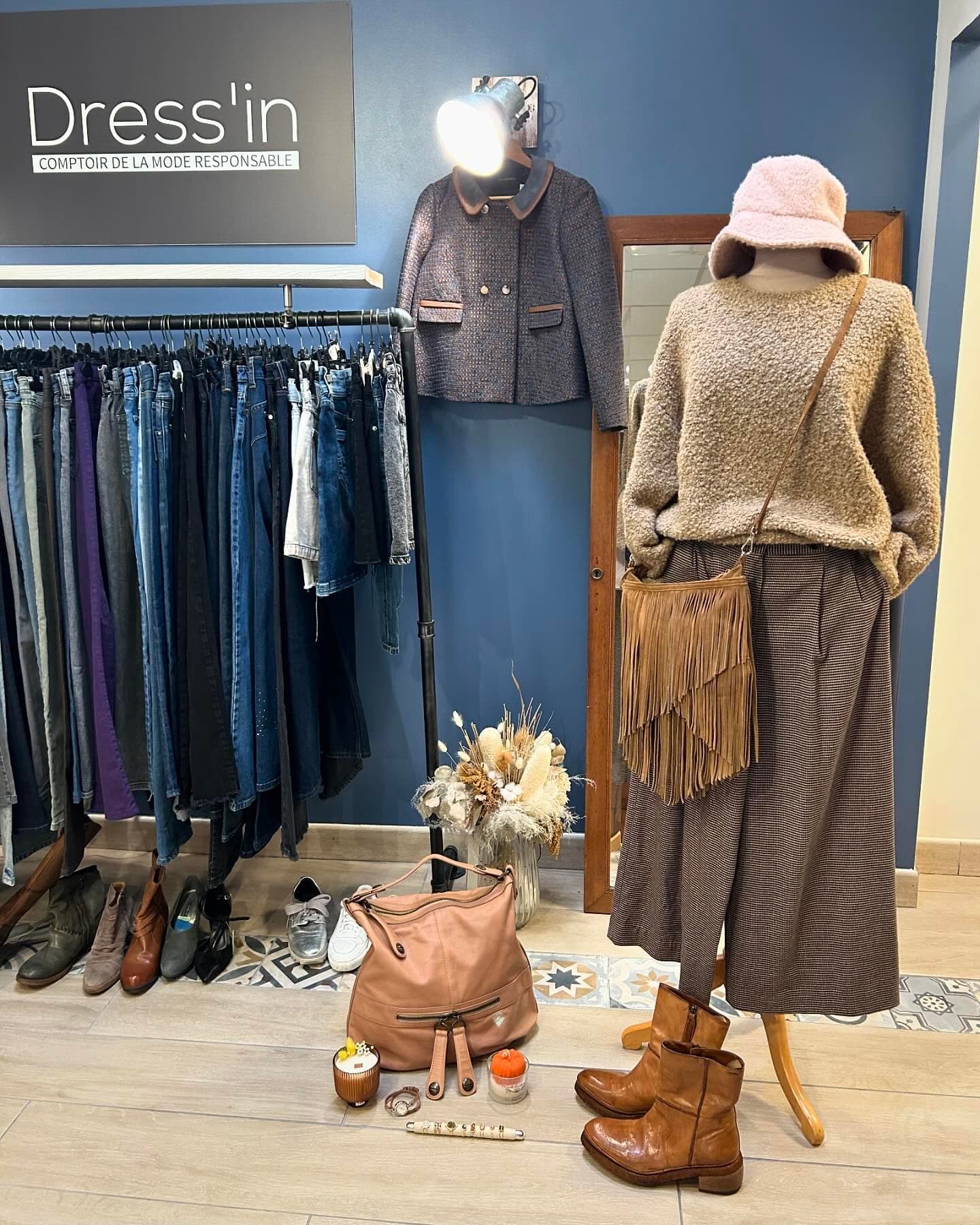 Pull Bouclette Pantalon Carreaux Sac Franges